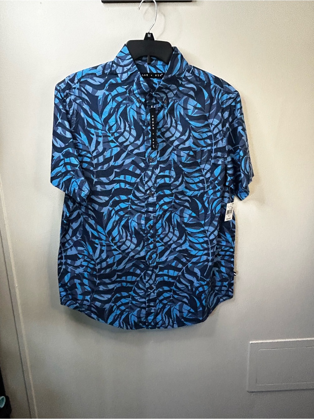 New Blue Leaf Button Up Shirt